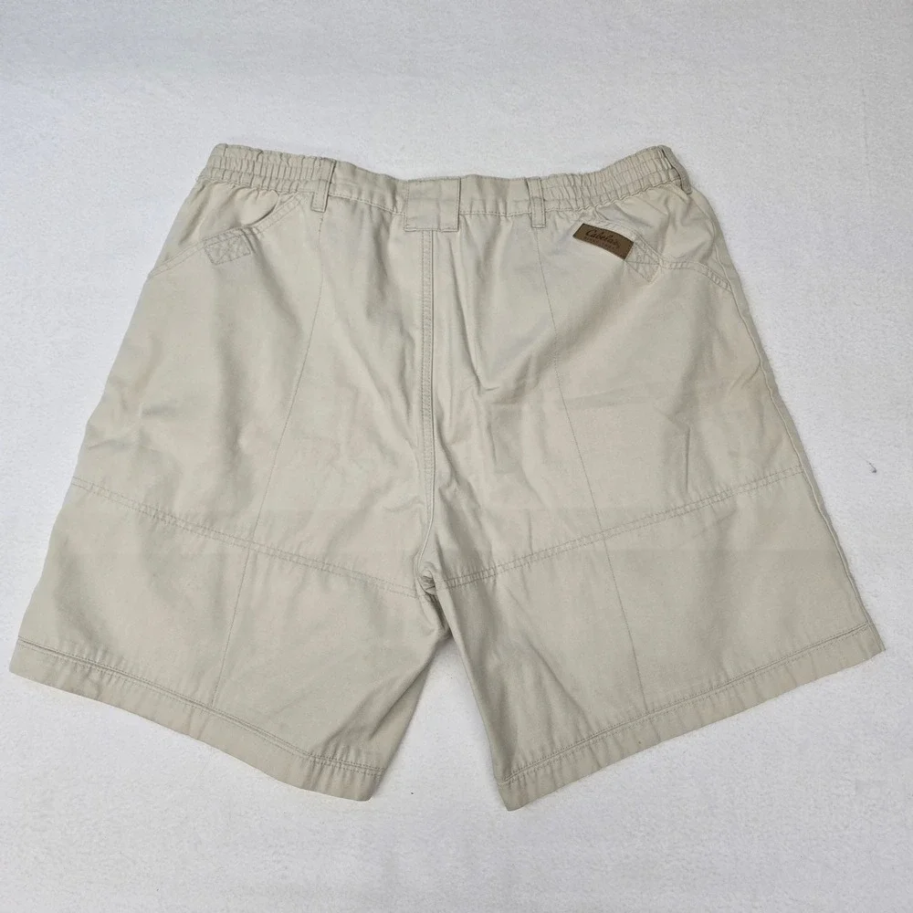 Cabelas Outdoors Mens 38 Cargo Shorts Tan Khaki Elastic Waist Utility Hiking